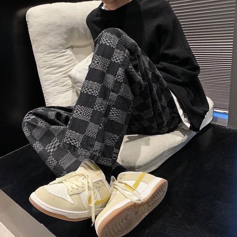 Straight Jeans Men'S Fashion Brand Pants High Street Ins Korean Fashion Loose Wide Leg Pants A Generation Of Hair - Image 3